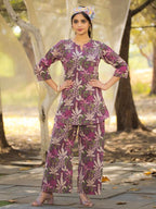 Tee Projekt Cotton Ethnic Wear Co Ord Set For Women | Travel Co Ord Set For Women Purple