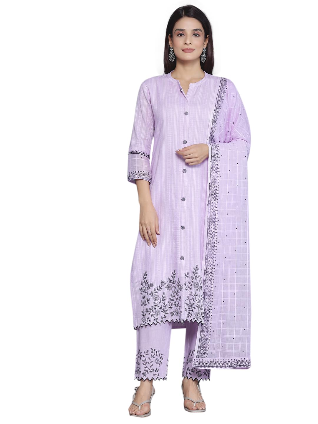 Libas Lavender Woven Design Cotton Straight Kurta set for Women (27513HS)