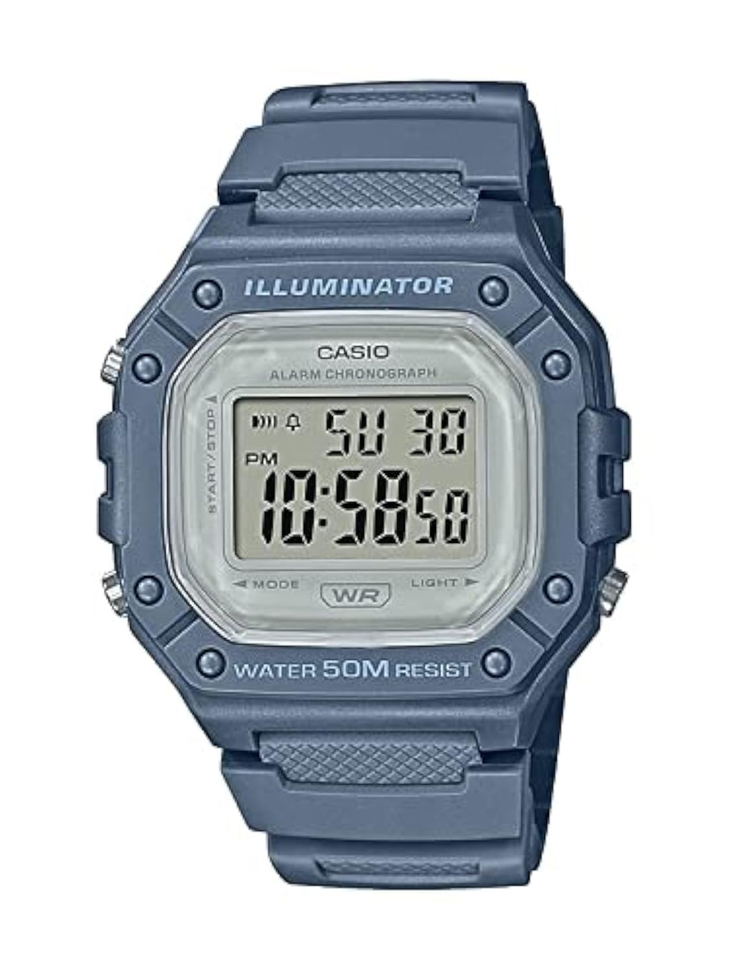 Casio Illuminator Alarm Chronograph Digital Sport Watch (Model W218HC-2AV) (Blue)