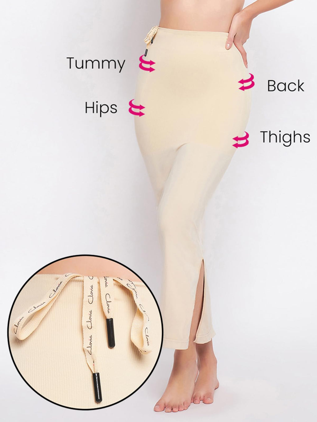 Clovia Women'S Saree Shapewear With Drawstring (Sw0048P24_Beige_L)