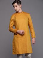 Manyavar Mens Kurta, Full Sleeves Mandarin Collar Ethnic Knee Length Kurta Only, Kurta for Festival, Wedding, Party & Anniversa