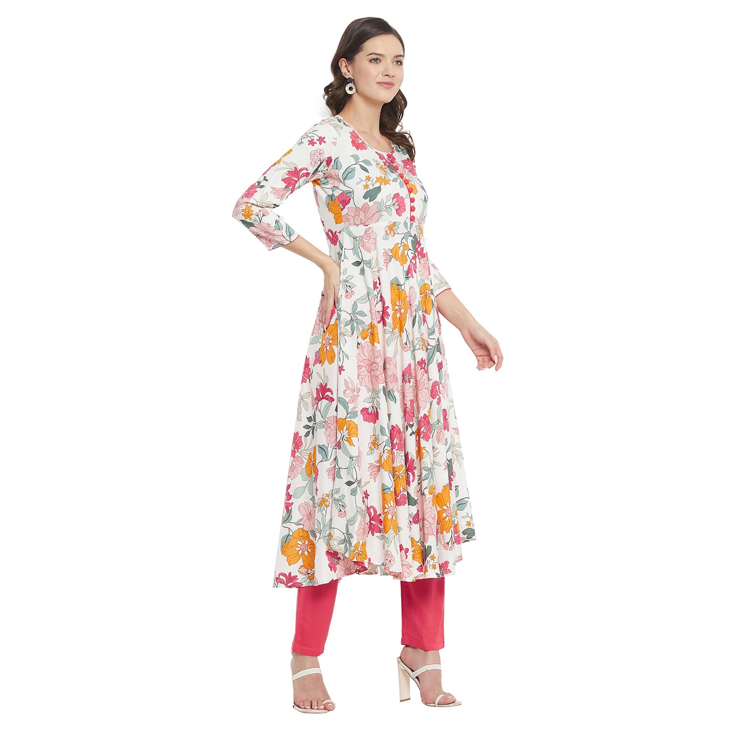 Tissu WomenS Rayon Multicolor Printed A-Line Kurta