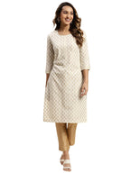 rangita Off White Cotton Knee Length Printed Straight Kurti for Women | Kurta for Women_3XL