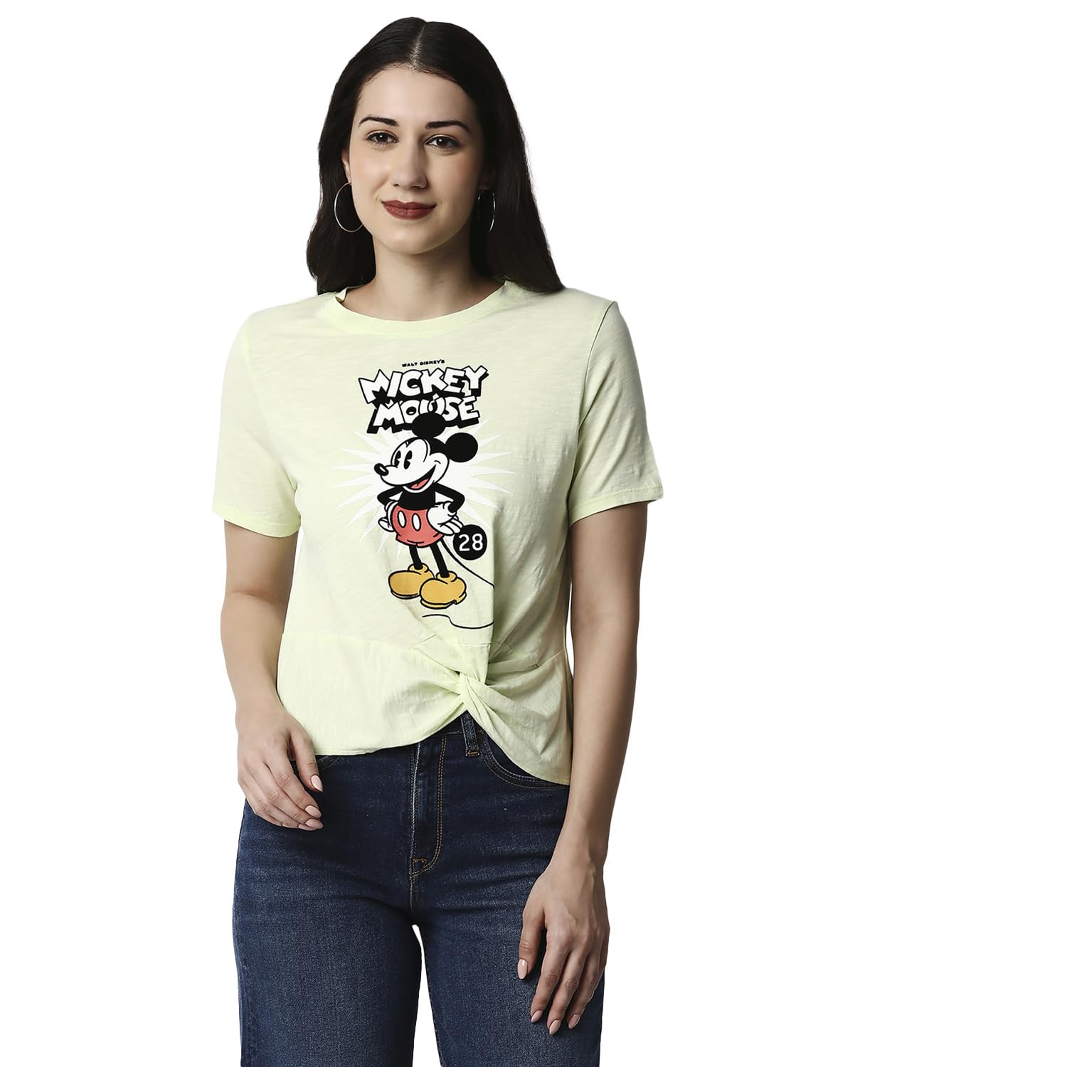 Pepe Jeans Graphic Cotton Round Neck Womens T-Shirt (Yellow, Extra Large)