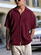 Pinkmint Bubble Textured Shirt for Men ll Half Sleeve Stylish Button Down Shirts ll Mens Pocket Shirt