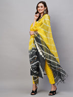 ANNI DESIGNER Womens Cotton Blend Straight Printed Kurta with Pant & Dupatta (Bali Grey-NW_S_Grey_Small)
