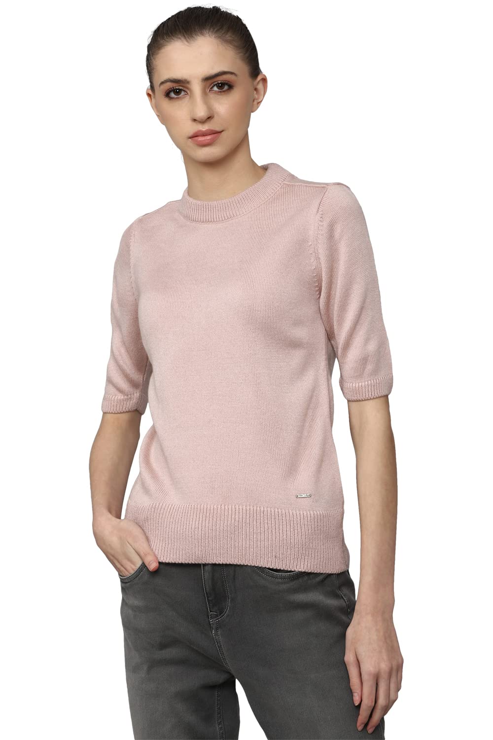 Allen Solly Women Regular Fit Solid Casual Round Neck Shrug