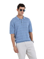 The Indian Garage Co Mens Oversized Fit Textured Half Sleeves Neck Flat Knit Sweater