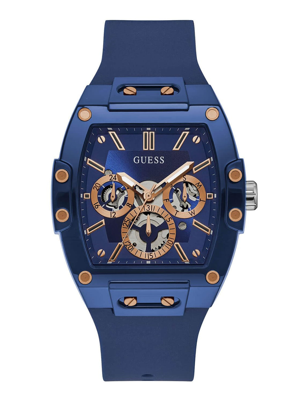 GUESS Men Analog Quartz Watch with Silicone Strap GW0203G7