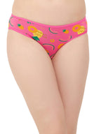 Clovia Womens Cotton Low Waist Tutty Fruity Print Bikini Panty (PN2568A14_Pink_XXL)