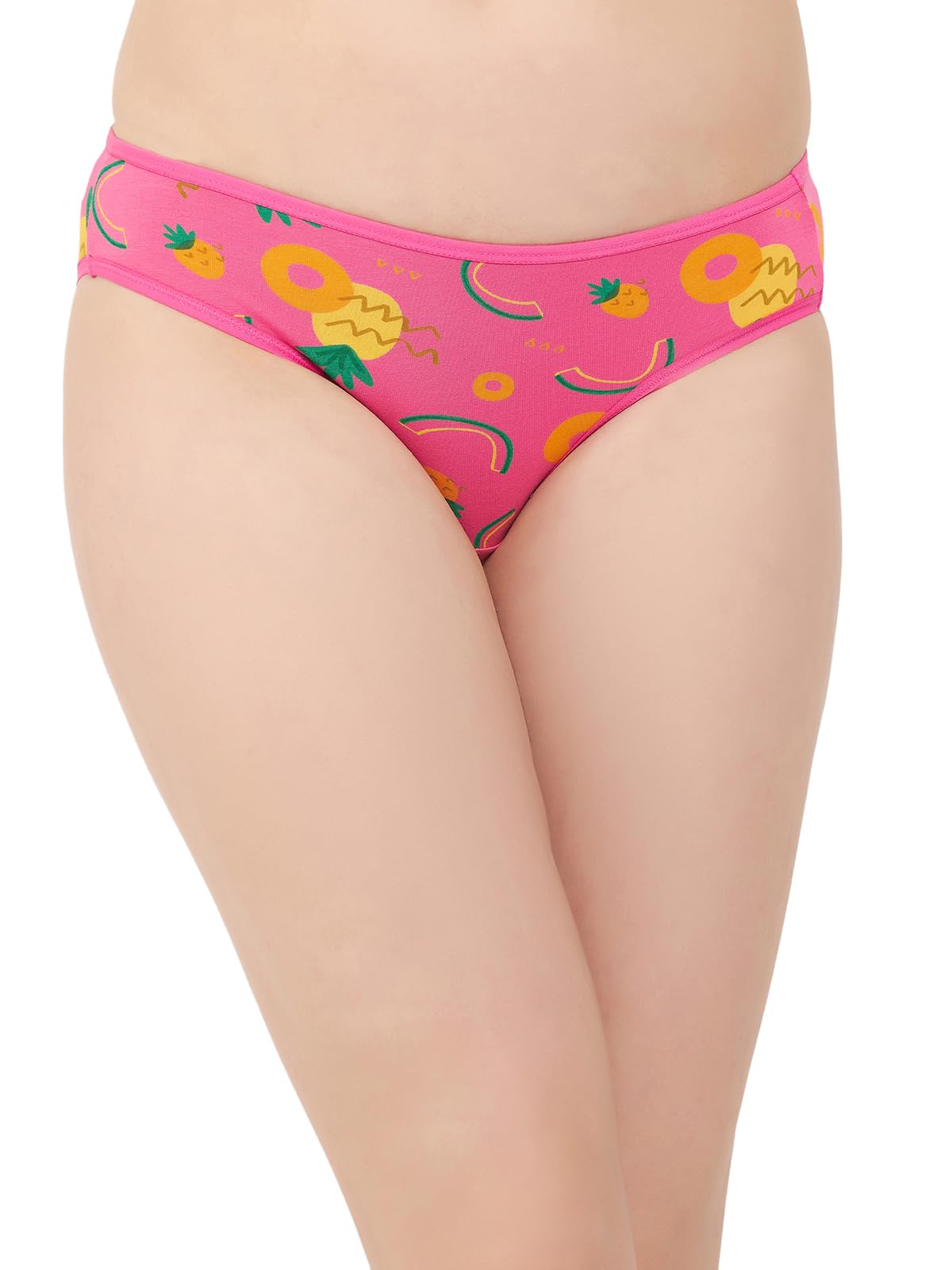 Clovia Womens Cotton Low Waist Tutty Fruity Print Bikini Panty (PN2568A14_Pink_XXL)