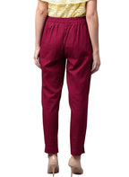 Digital Shopee Women Cotton Trouser Pant Regular Fit For Office School Formal Casual Daily Use Maroon