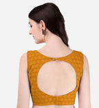 Pujia Mills Womens Womens Cotton Chikankari Embroidery Work Readymade Saree Sleeveless Blouse