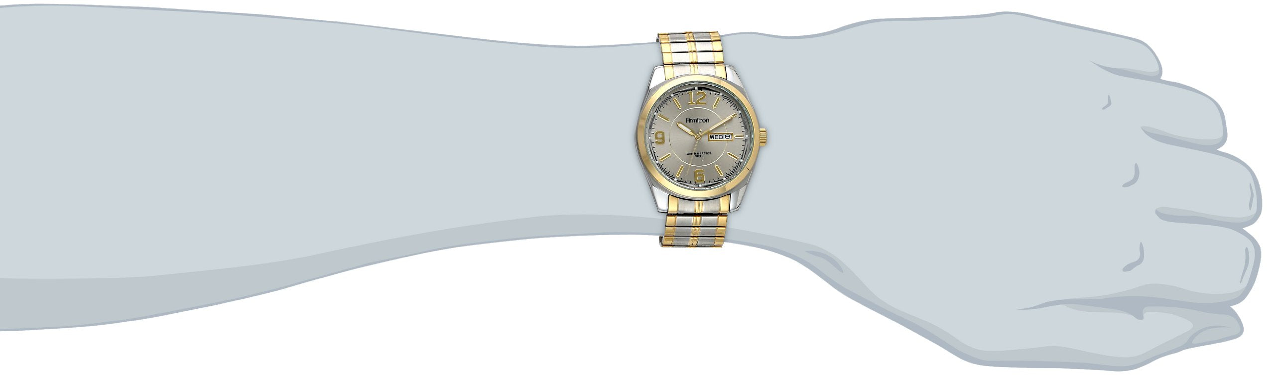 Armitron Men's Day/Date Easy To Read Metal Expansion Bracelet Watch, 20/4591