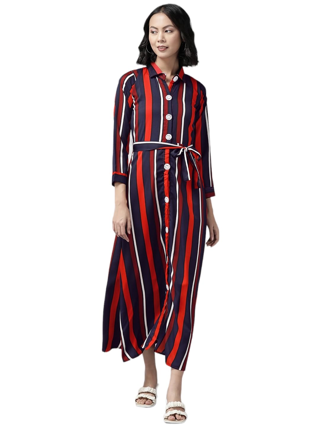 Aarika Womens Cotton Blend A-Line Ankle Length Dress (SP-DR-AW-522_Multi Multicolour
