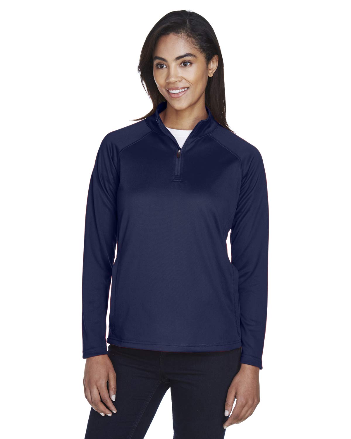 Ladies Stretch Tech-Shell compass Quarter-Zip - DK gREY HEATHER - S(D0102H7Y5LJ)