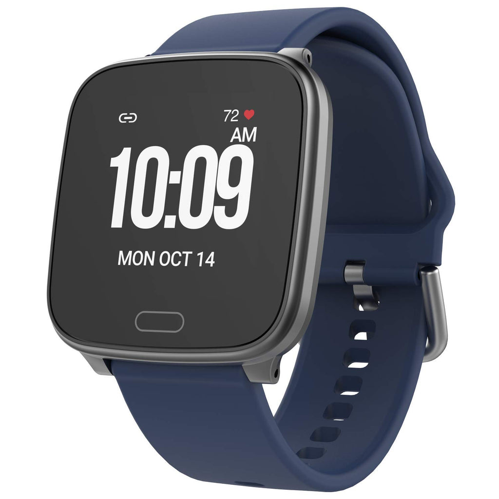 iConnect by Timex Active Smartwatch with Heart Rate, Notifications & Activity Tracking 37mm - Gunmetal with Blue Resin Strap