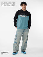 The Souled Store Star Wars: Fastest Ship Men and Boys Round Neck Blue and Black Graphic Printed Cotton Oversized Full Sleeve T-S