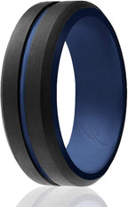 Silicone Wedding Ring - Duo Collection Dome Style Set by ROQ for Men - 4 x 12 mm Ring