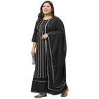 Stylum Women'S Plus Size Rayon Printed Straight Kurta Sharara Dupatta Set (Blacksharara46_Black, 3Xl)