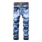 AITITIA Men's Biker Zipper Deco Washed Straight Fit Jeans (36, 002 Light Blue)