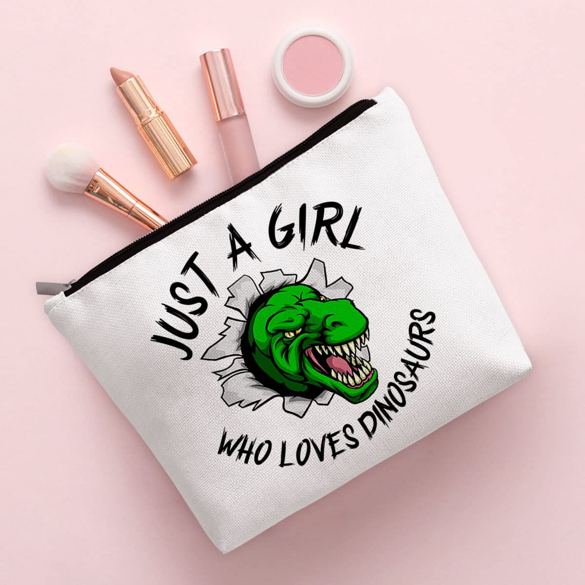 BiuNiuring Dinosaur Gift for Women, Dinosaur Gifts for Dinosaur Lovers, Dinosaur Makeup Bag, Who Loves Dinosaurs Cosmetic Bag