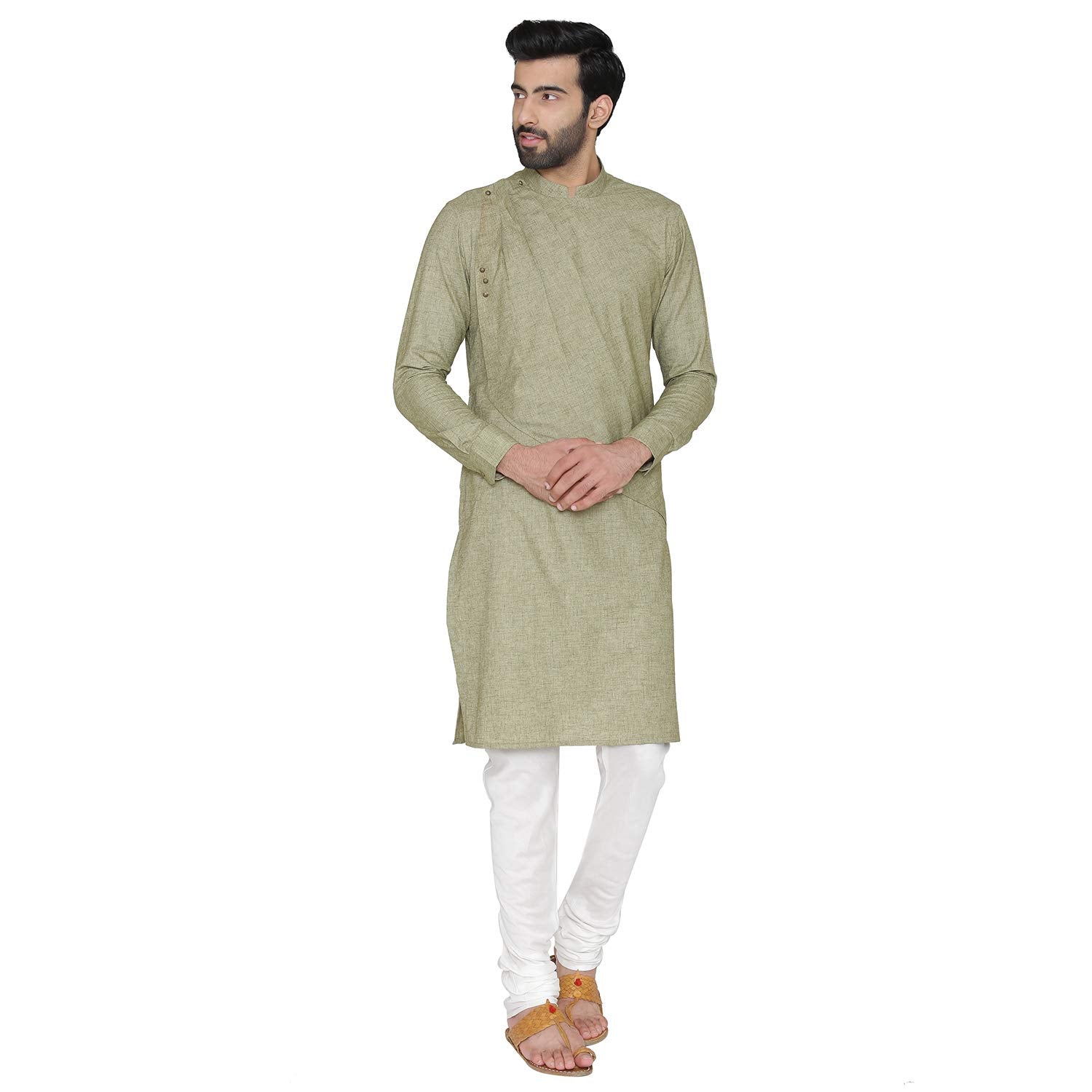 Manyavar MenS Art Silk Kurta (Ml11891_Green_L)