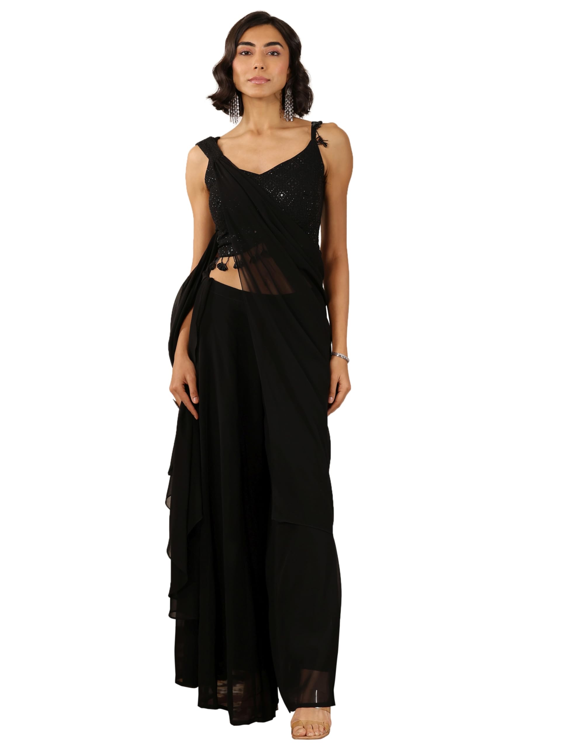 Libas Art Embroidered Georgette Straight Co-ords Set Women (99158AXL)