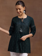 Libas WomenS Viscose Rayon Woven Design A-Line Kurtis (29107O_Green