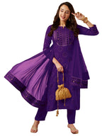 ANNI DESIGNER Womens Rayon Viscose Printed Straight Kurta with Pant & Dupatta (Nov Begani-VKS01_XL_Begani_X-Large)