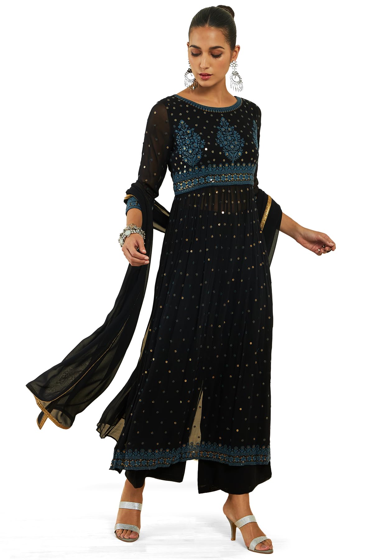 Soch Women Georgette Suit Set with Embroidery and Sequins