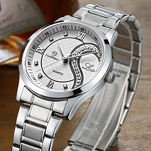 DREAMING Q&P Romantic His and Hers Watches - fq102 Stainless Steel Pair Hearts Wristwatches for Men Women Set of 2