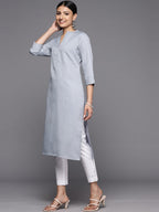 Libas Grey Solid Rayon Straight Kurta