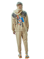 Bewakoof Official Naruto Merchandise Mens Graphic Printed Oversized Fit Terry Co-ordinates_ 620000 Brown M