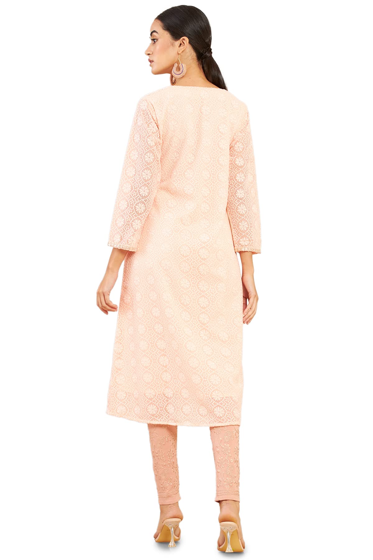 Soch Women Pink Solid 3/4 Sleeve Kurti