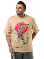 Bewakoof Heavy Duty 1.0 Mens Graphic Print Oversized Fit Half Sleeve Round Neck 60% Cotton;40% Poly Plus Size T-Shirt_637604_Br