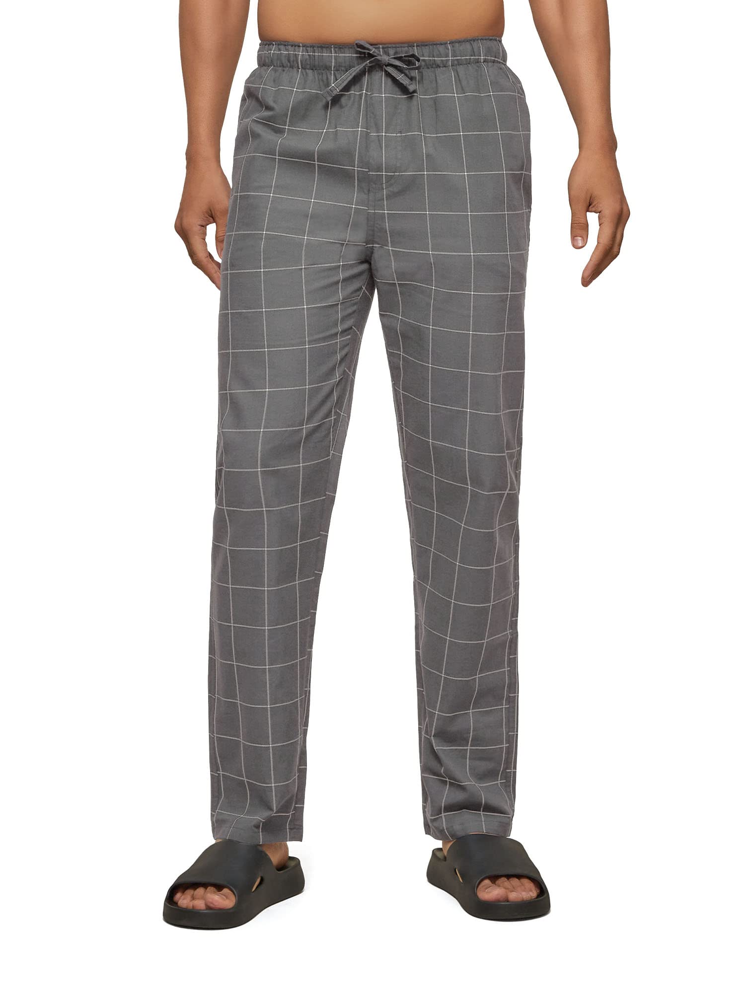 XYXX Mens Super Combed Cotton Checkered Checkmate Pyjamas [Pack of 2] Elasticated Waist, Drawstring | Loungewear for Men in Lim
