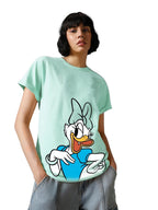 Bewakoof Official Disney Merchandise Womens Graphic Print Boyfriend Relaxed Fit Half Sleeve Round Neck Cotton T-Shirt_608334_Gr