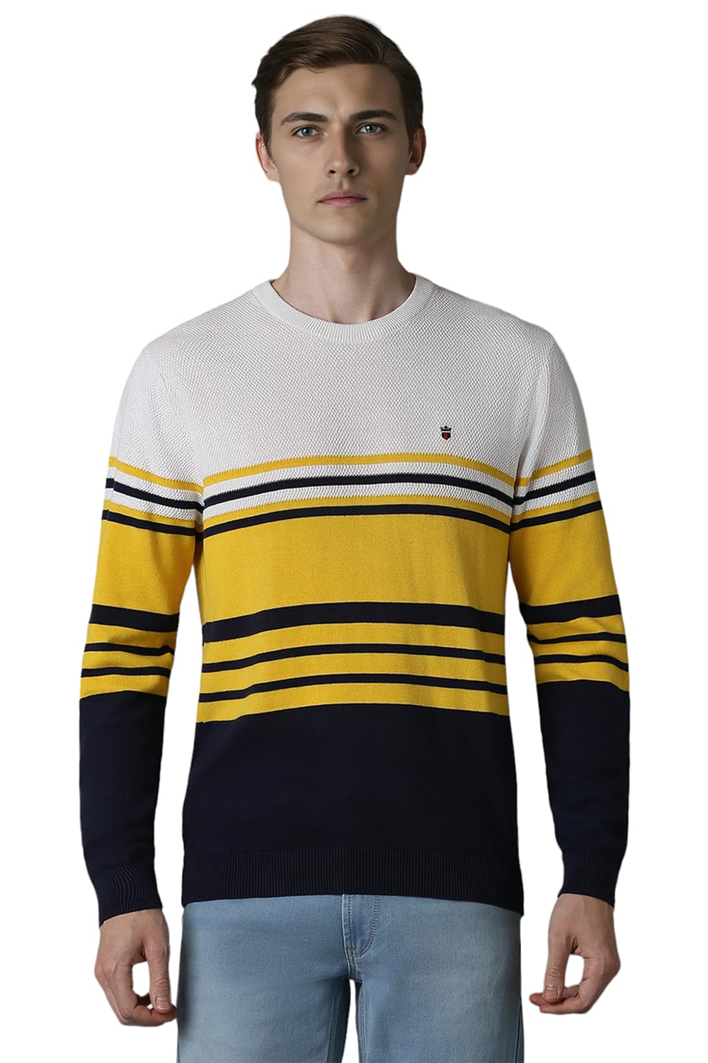 Louis Philippe MenS Cotton Crew Neck Sweater (Lrswcrgf437389_White
