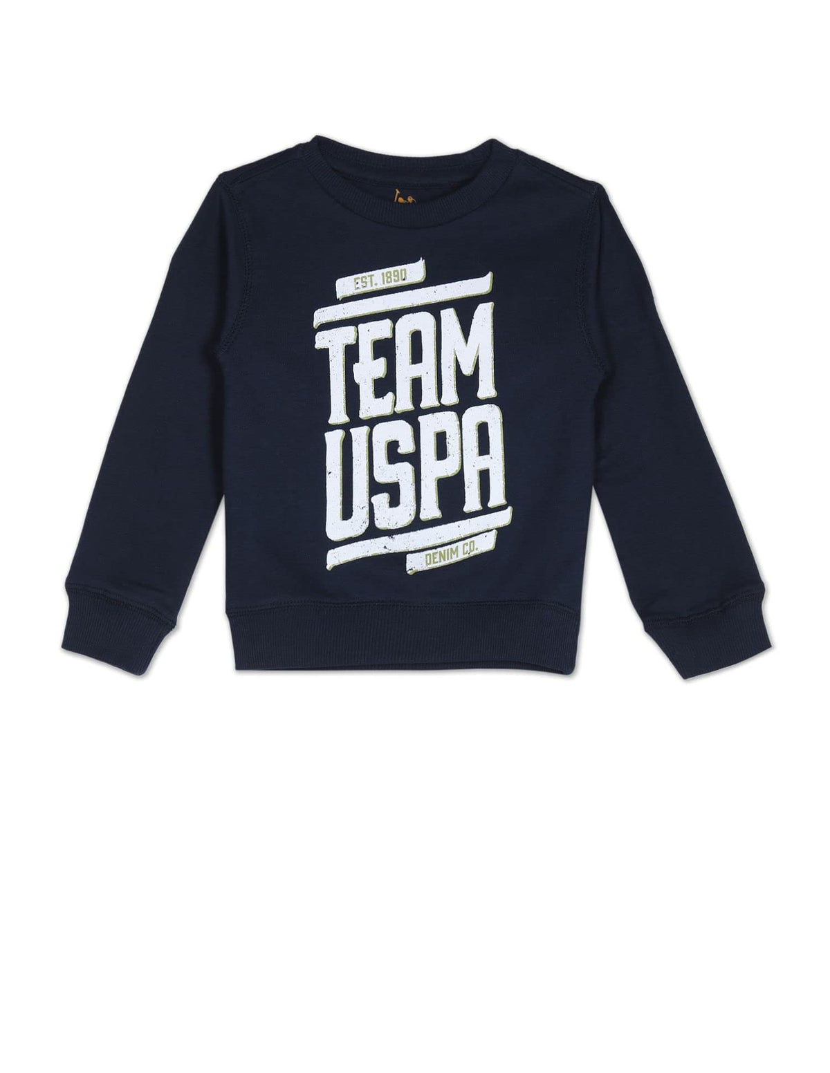 U.S. POLO ASSN. Kids Regular fit Cotton Crew Neck Sweatshirts (UKSWSON0103_Blue_1314Y) 13-14