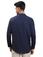 Turtle Men 100% Cotton Blue Printed Slim Fit Casual Kurta Shirt