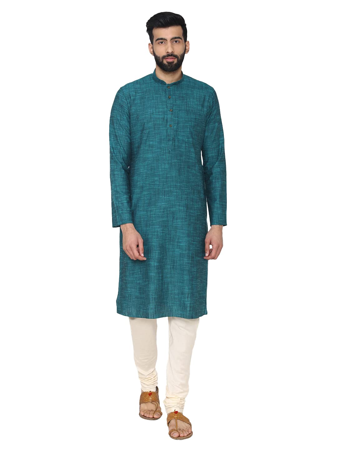 Manyavar MenS Cotton Bohemian Kurta (Ml11768-327-Xl_Light Green_Light Green_Xl)