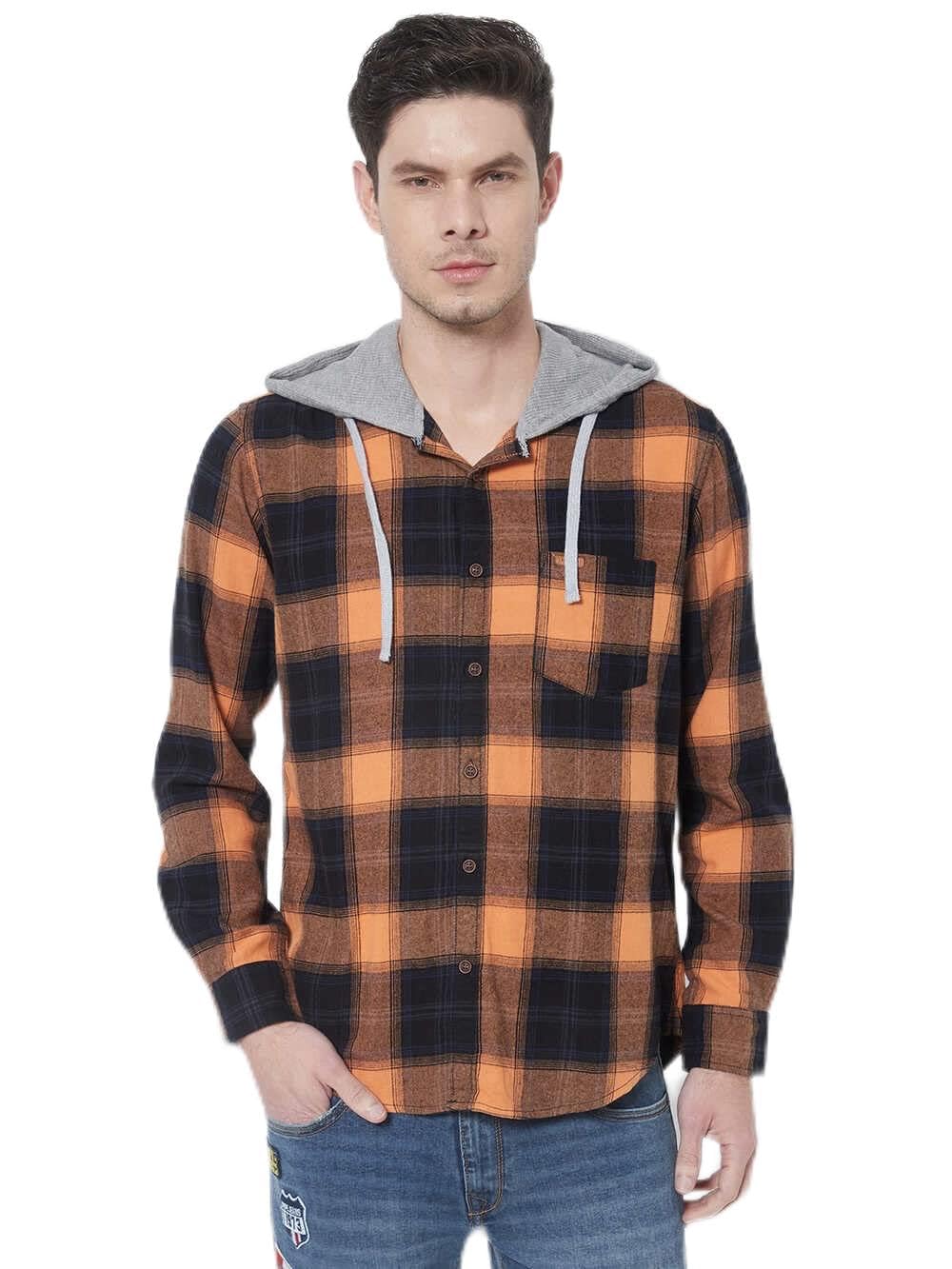 Pepe Jeans MenS Cotton Hooded Neck Shirt (Pm307904_Orange_M)