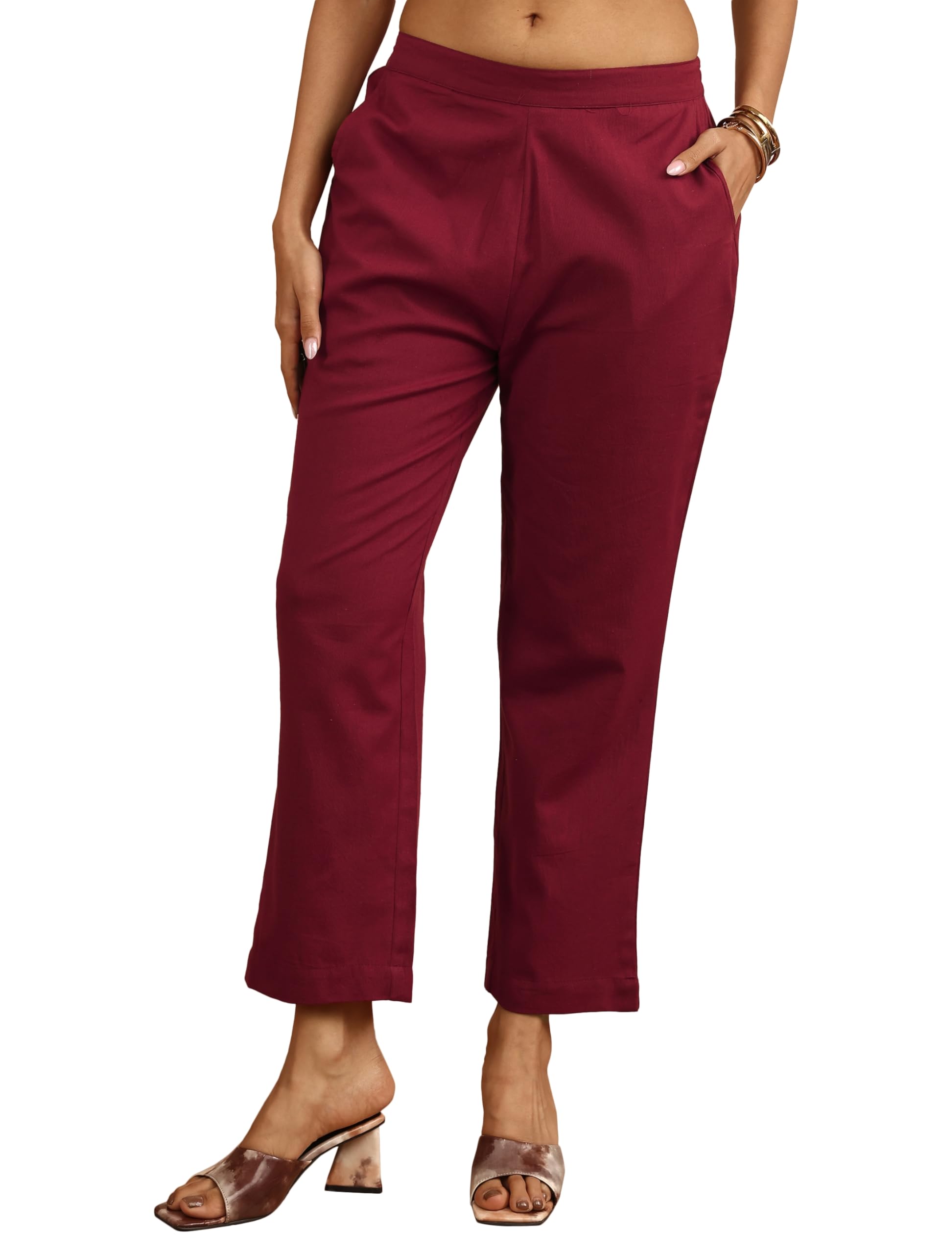 Libas Solid Cotton Regular Fit Trouser for Women (PL1717XL)