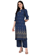 Sanisa Women'S Rayon Overall Kurti (371Ka1181-L_Navy Blue_L)