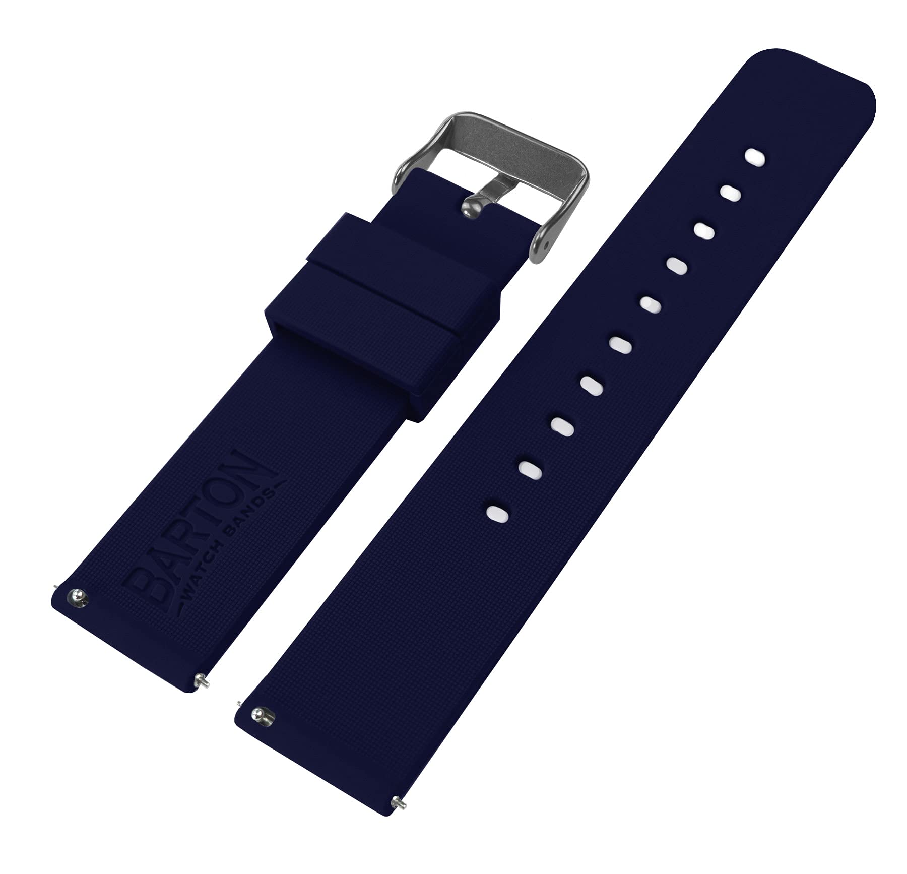 22mm Navy Blue - BARTON Watch Bands - Soft Silicone Quick Release - Gunmetal Grey Buckle