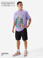 The Souled Store High Ranger Men and Boys Short Sleeve Round Neck Purple Graphic Printed Cotton Oversized T-Shirts