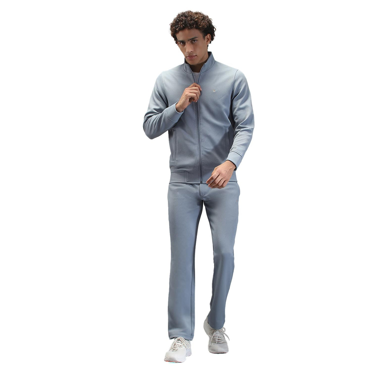 Monte Carlo Mens Solid Blue Mock Neck Full Sleeve Tracksuit_224066641246
