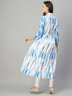 Anni Designer Women'S Cotton Blend Floral Printed Anarkali Dress Kurta (Turoli-Sky-Nw)