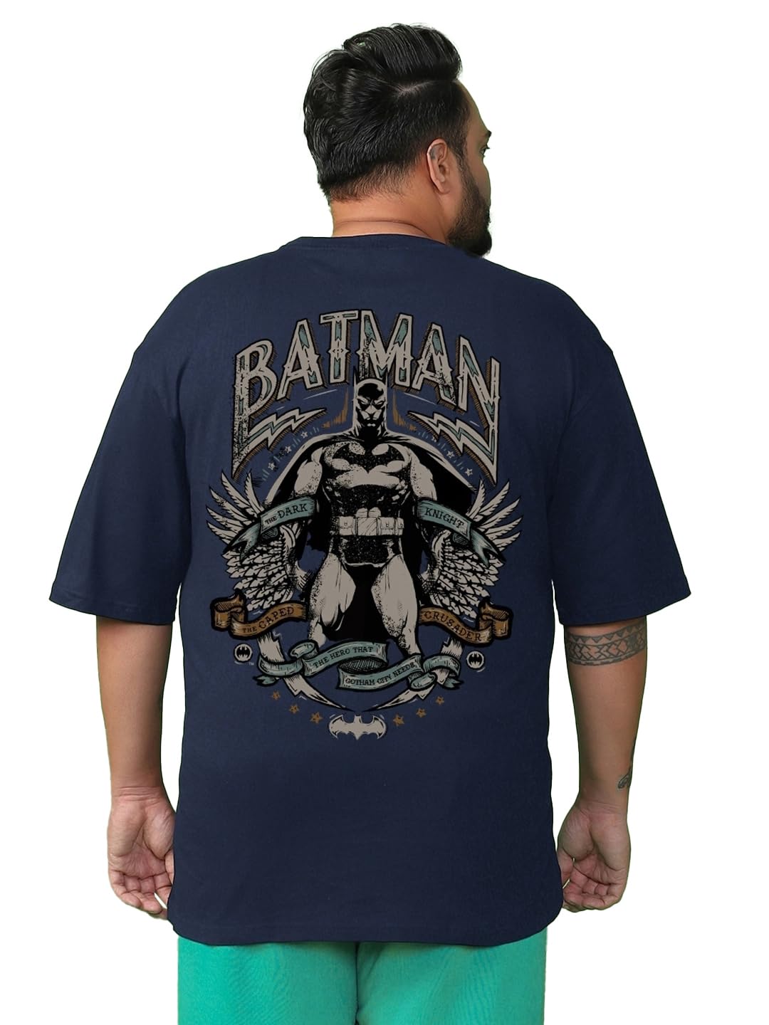 Bewakoof Official DC Merchandise Mens Graphic Printed Oversized Plus Size T-Shirt_625682_Blue_4XL